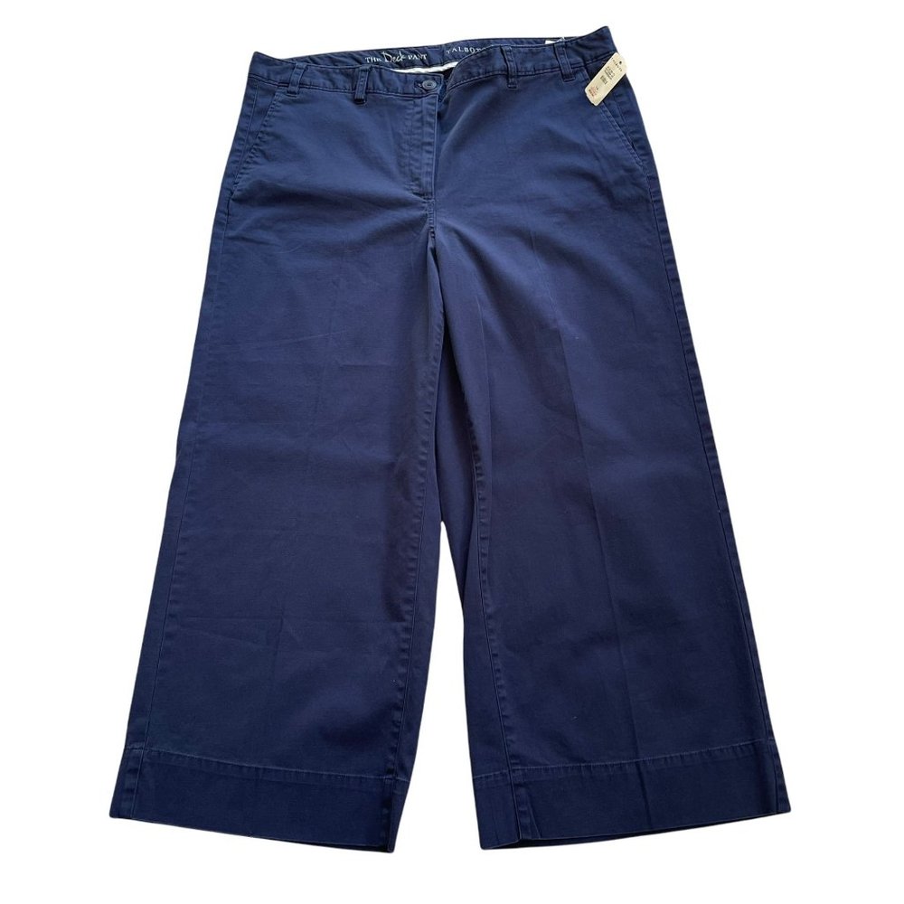 New! Talbots "The Deck" Pant Navy Blue Size 14 Wide Leg Crop High Rise
